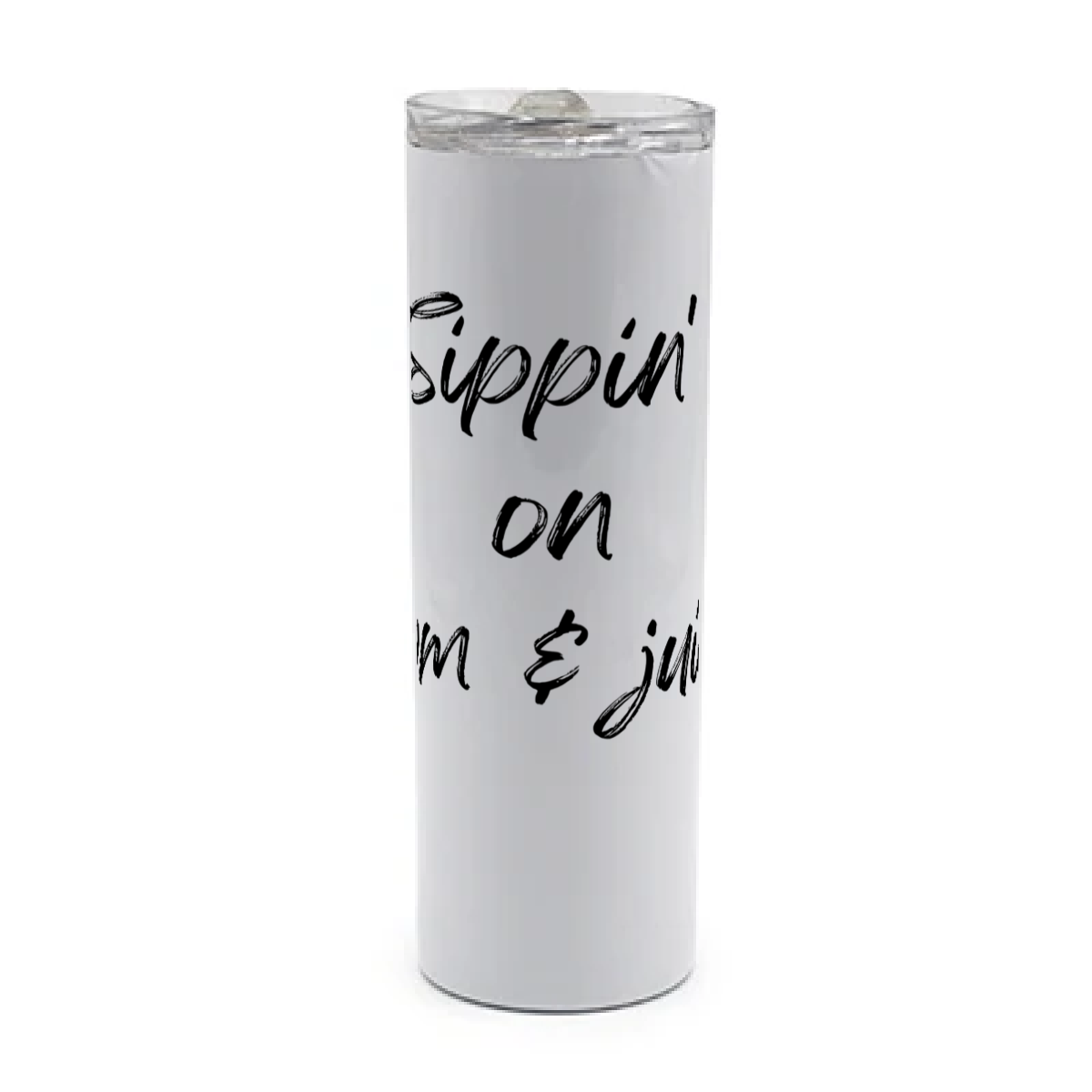 White tumbler with stainless steel interior