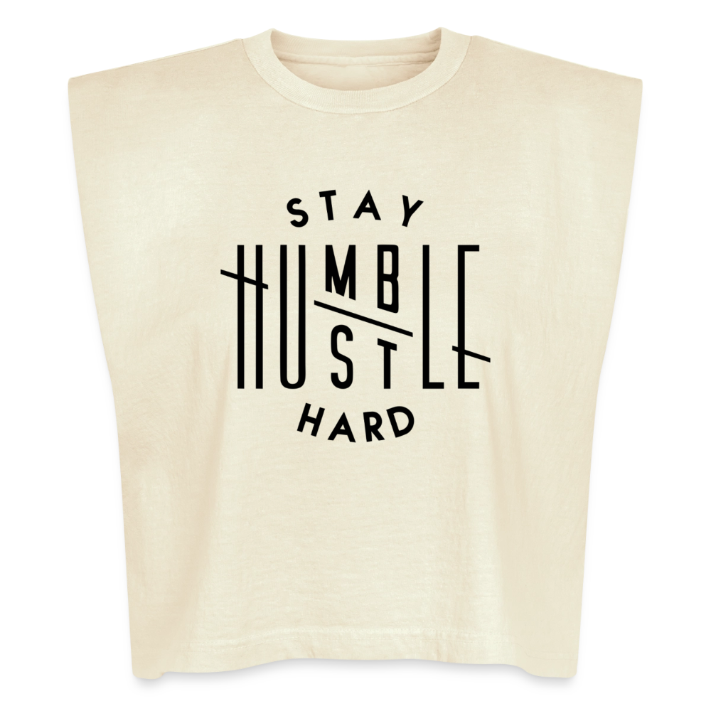 Stay Humble Hustle Hard Muscle Tank - faded cream