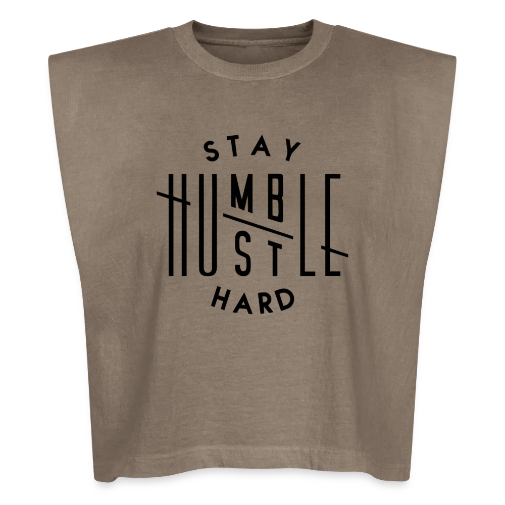 Stay Humble Hustle Hard Muscle Tank - light brown