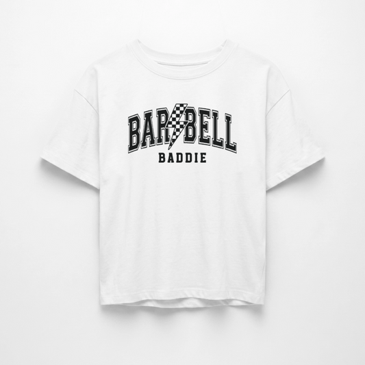 Barbell Baddie Women's Boxy Tee - white