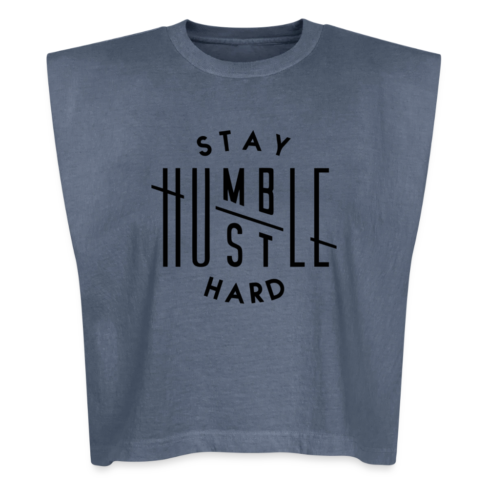 Stay Humble Hustle Hard Muscle Tank - faded navy
