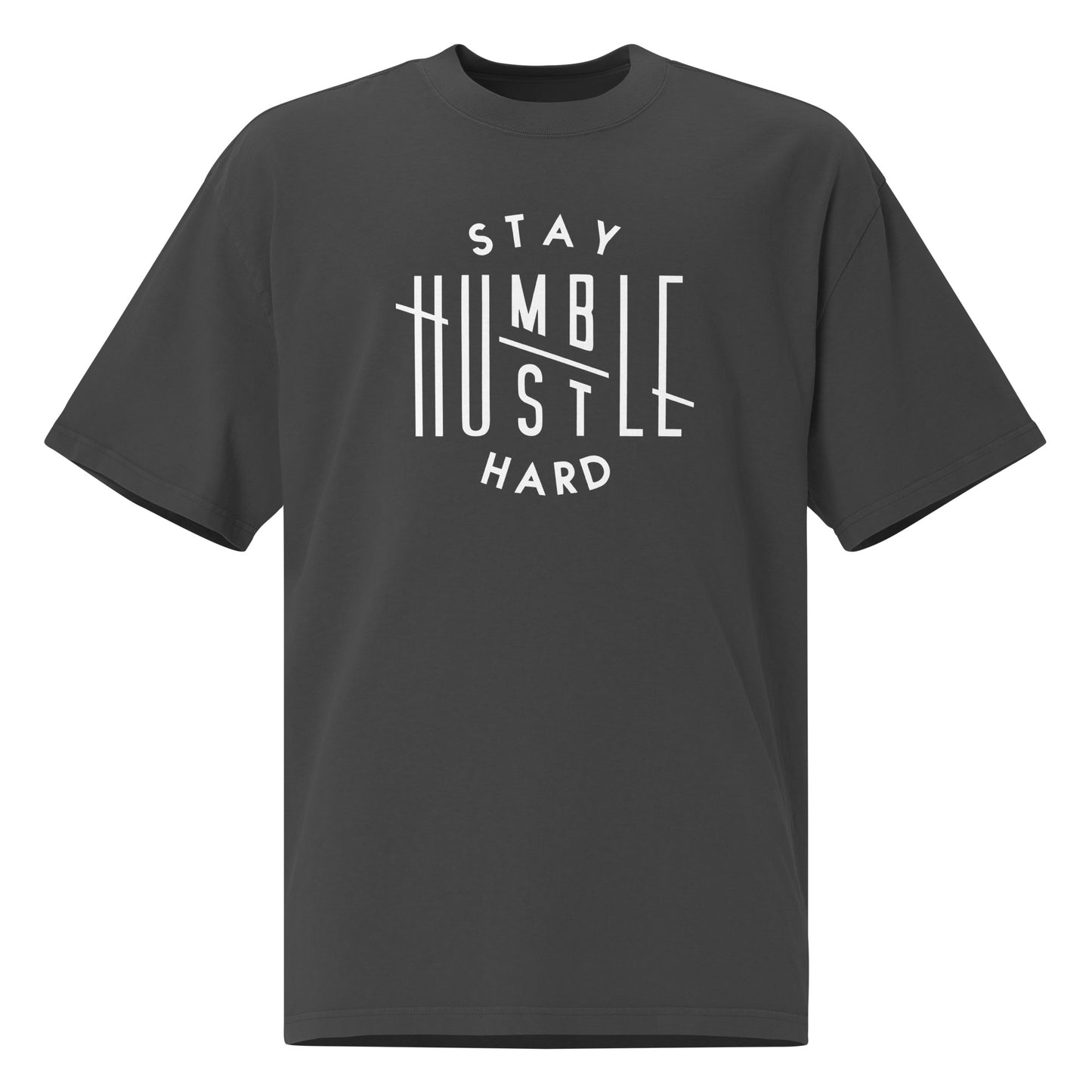 White Stay Humble, Hustle Hard Oversized faded t-shirt