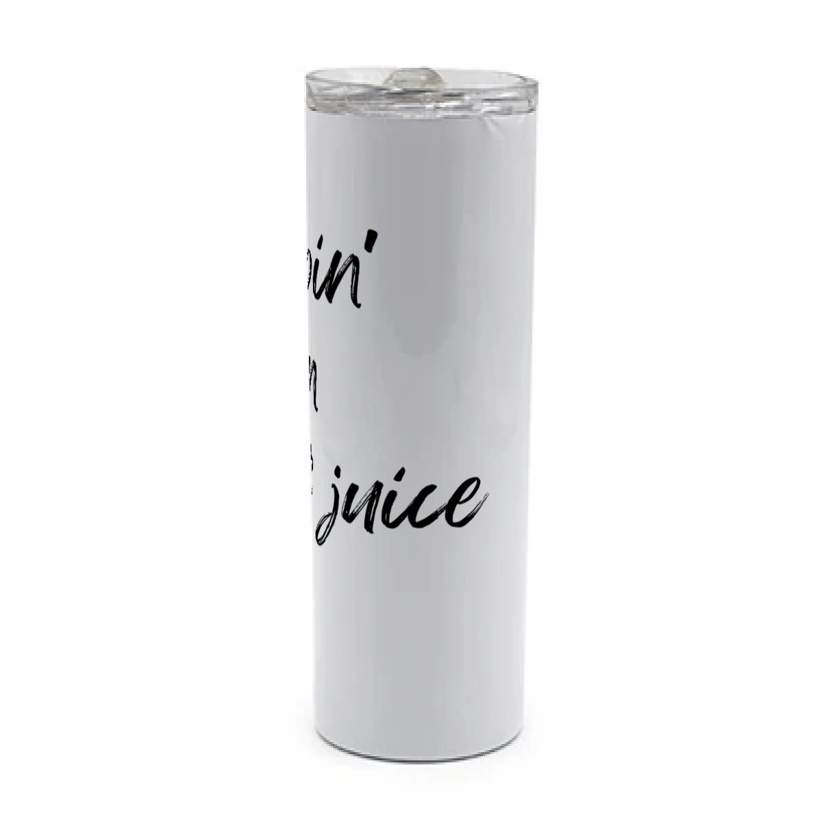 White tumbler with stainless steel interior