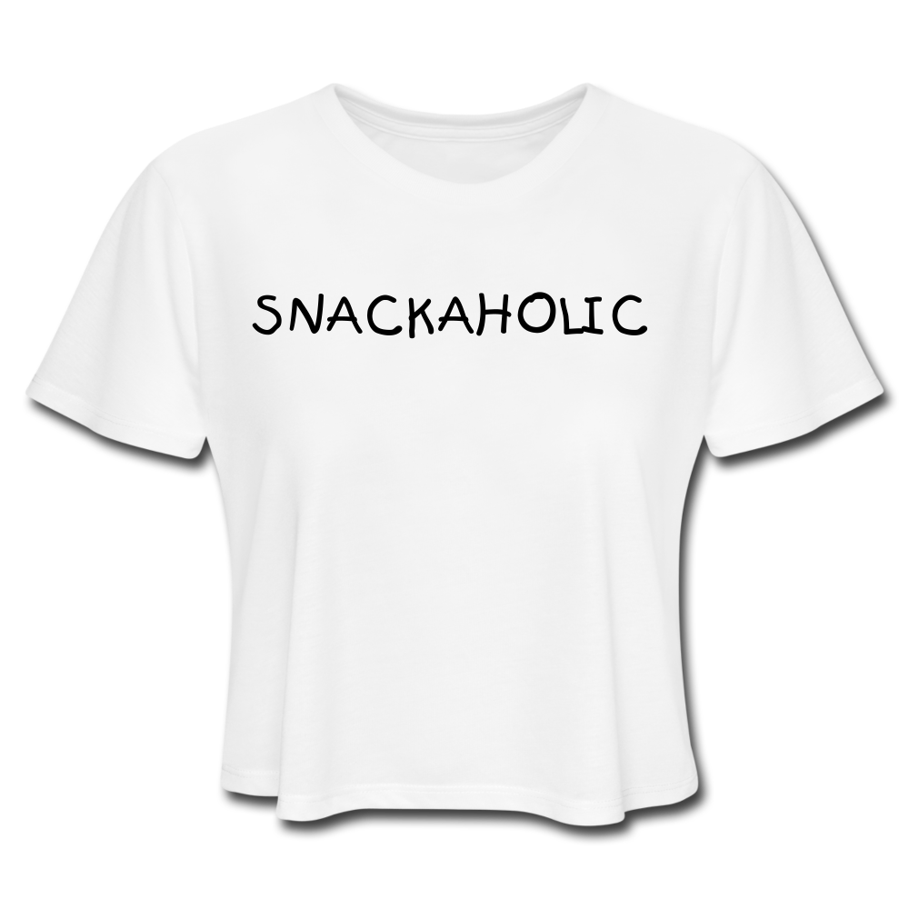 SNACKAHOLIC Women's Cropped T-Shirt - white